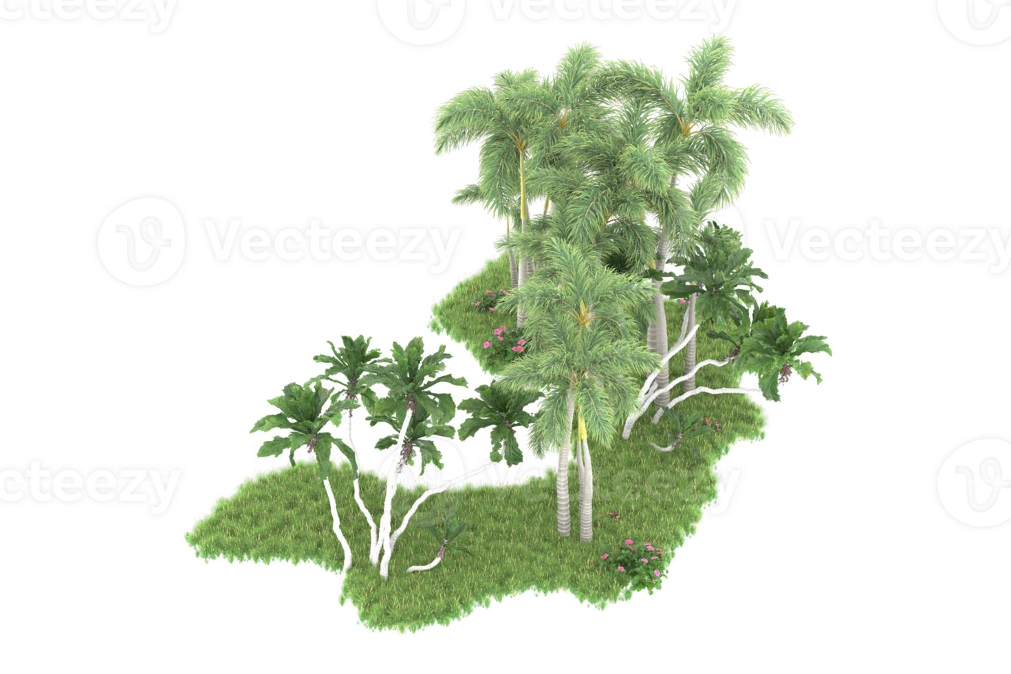 Realistic forest isolated on transparent background. 3d rendering - illustration png