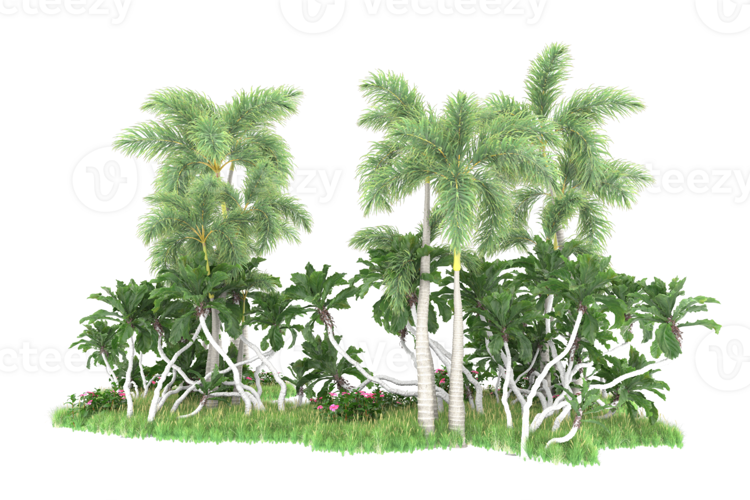 Realistic forest isolated on transparent background. 3d rendering - illustration png