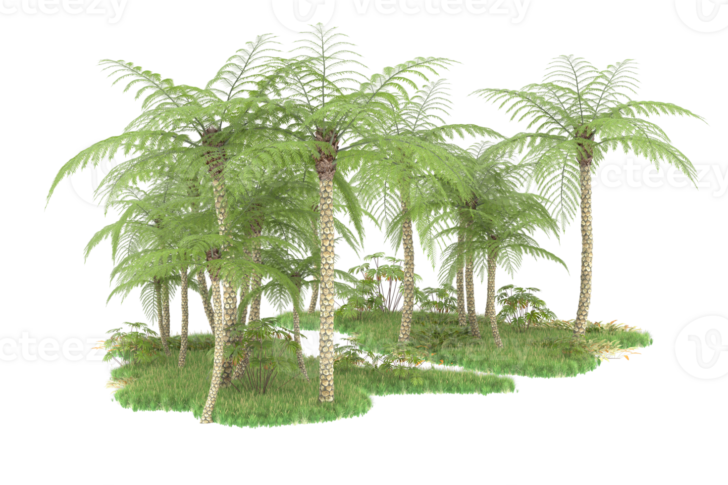 Realistic forest isolated on transparent background. 3d rendering - illustration png