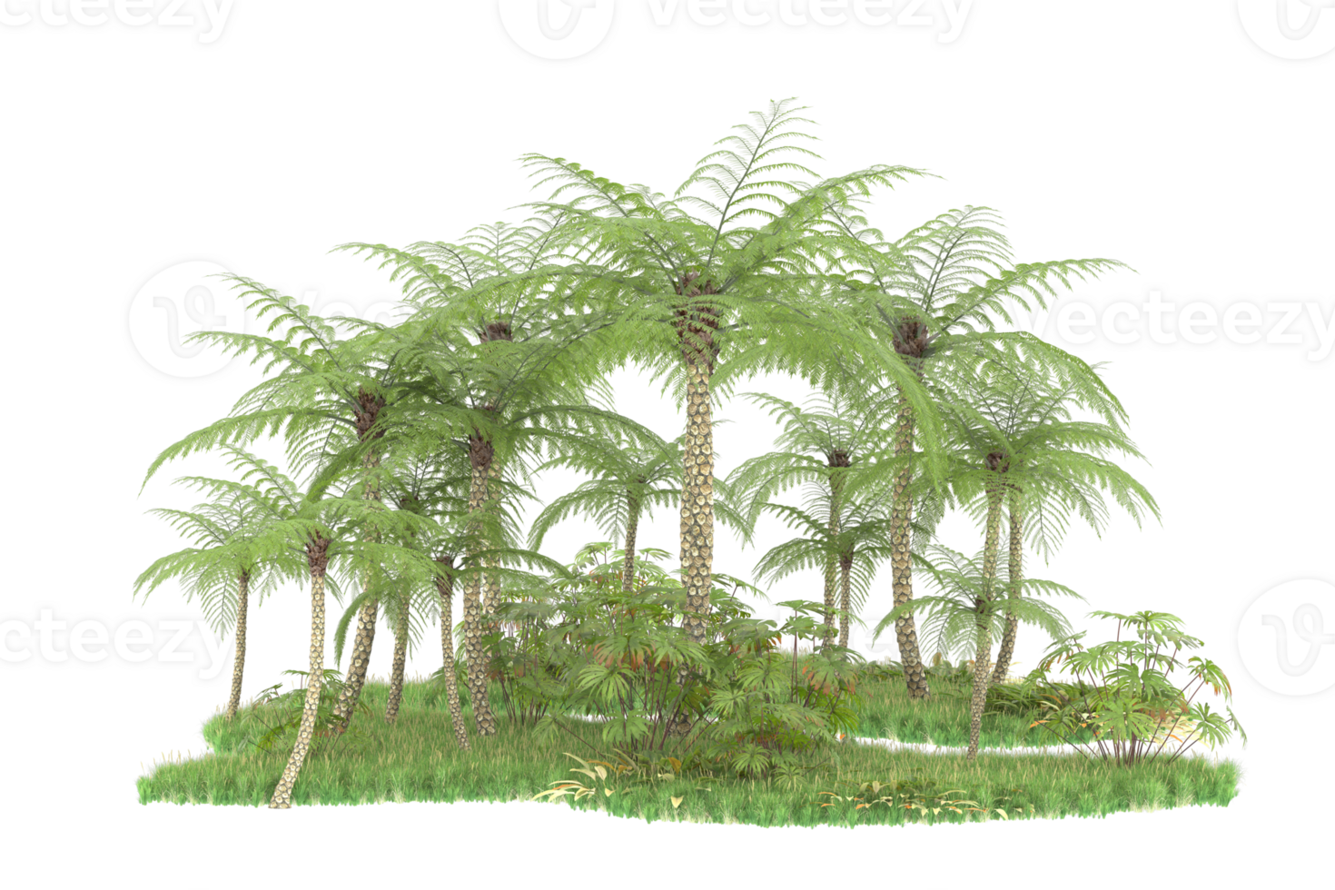 Realistic forest isolated on transparent background. 3d rendering - illustration png