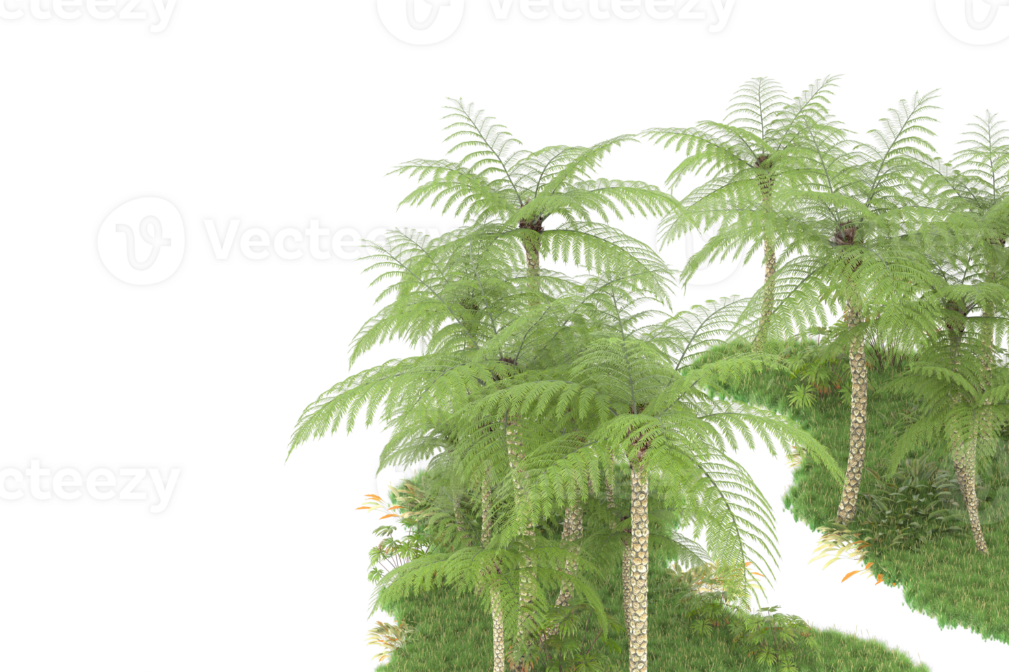 Realistic forest isolated on transparent background. 3d rendering - illustration png