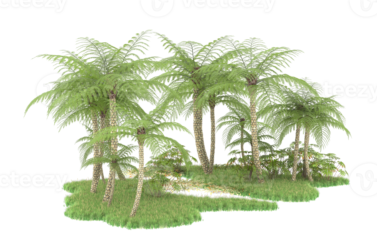 Realistic forest isolated on transparent background. 3d rendering - illustration png