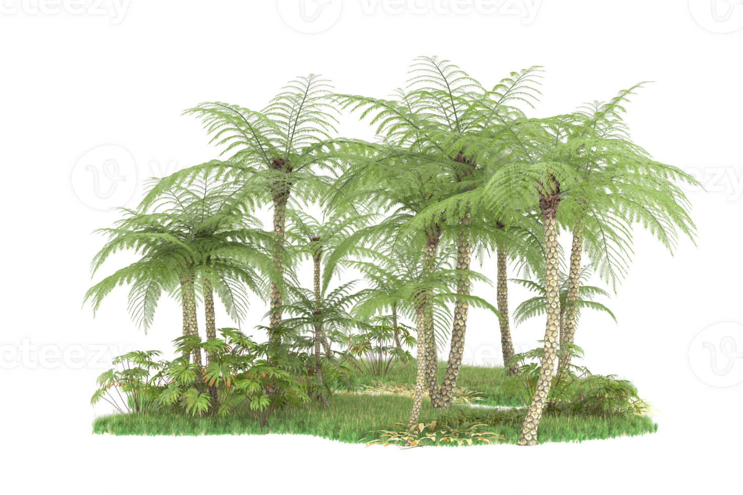 Realistic forest isolated on transparent background. 3d rendering - illustration png