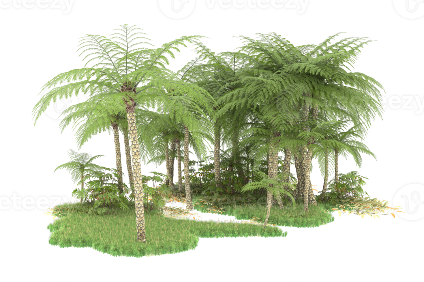 Realistic forest isolated on transparent background. 3d rendering - illustration png