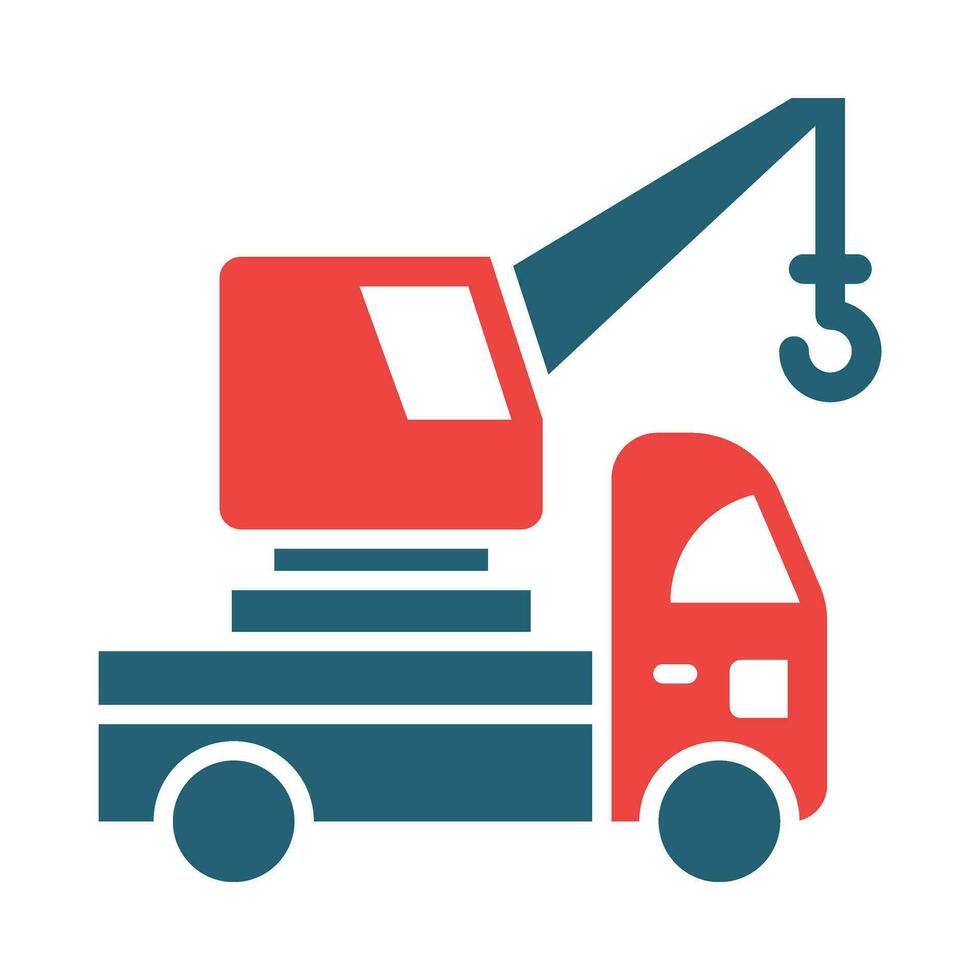 Crane Truck Glyph Two Color Icon Design vector