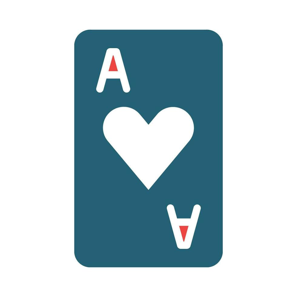Ace Of Hearts Glyph Two Color Icon Design vector