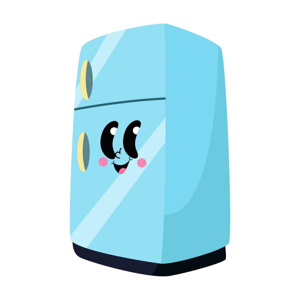 cartoon fridge with eyes and mouth sticking out of it vector