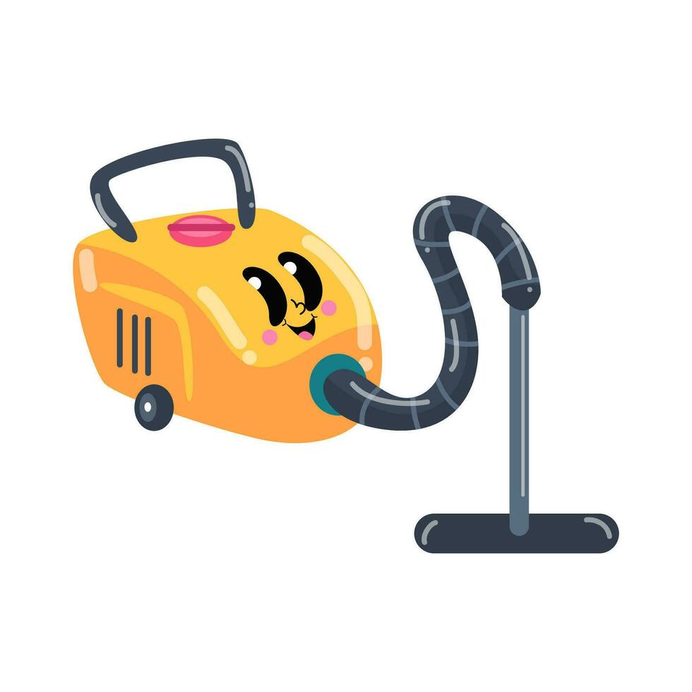 a vacuum cleaner with a yellow face and a black handle vector