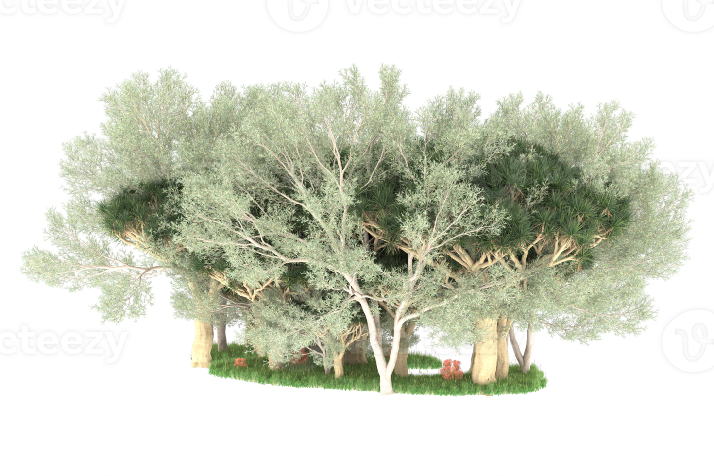 Realistic forest isolated on transparent background. 3d rendering - illustration png