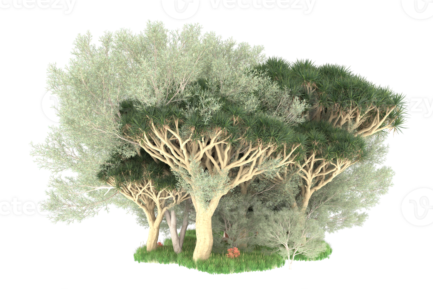 Realistic forest isolated on transparent background. 3d rendering - illustration png