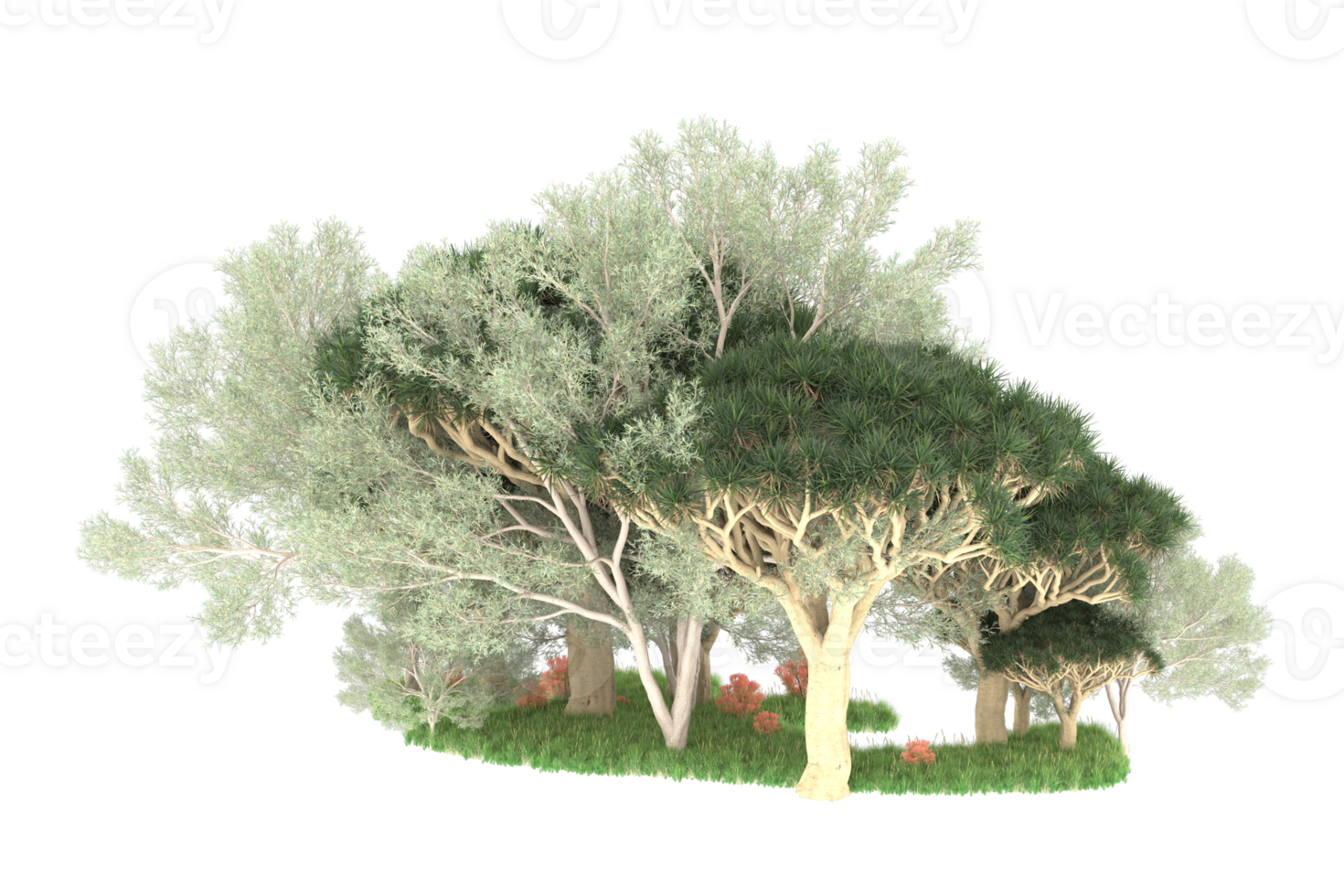 Realistic forest isolated on transparent background. 3d rendering - illustration png