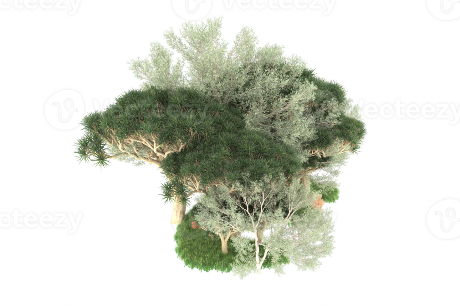 Realistic forest isolated on transparent background. 3d rendering - illustration png
