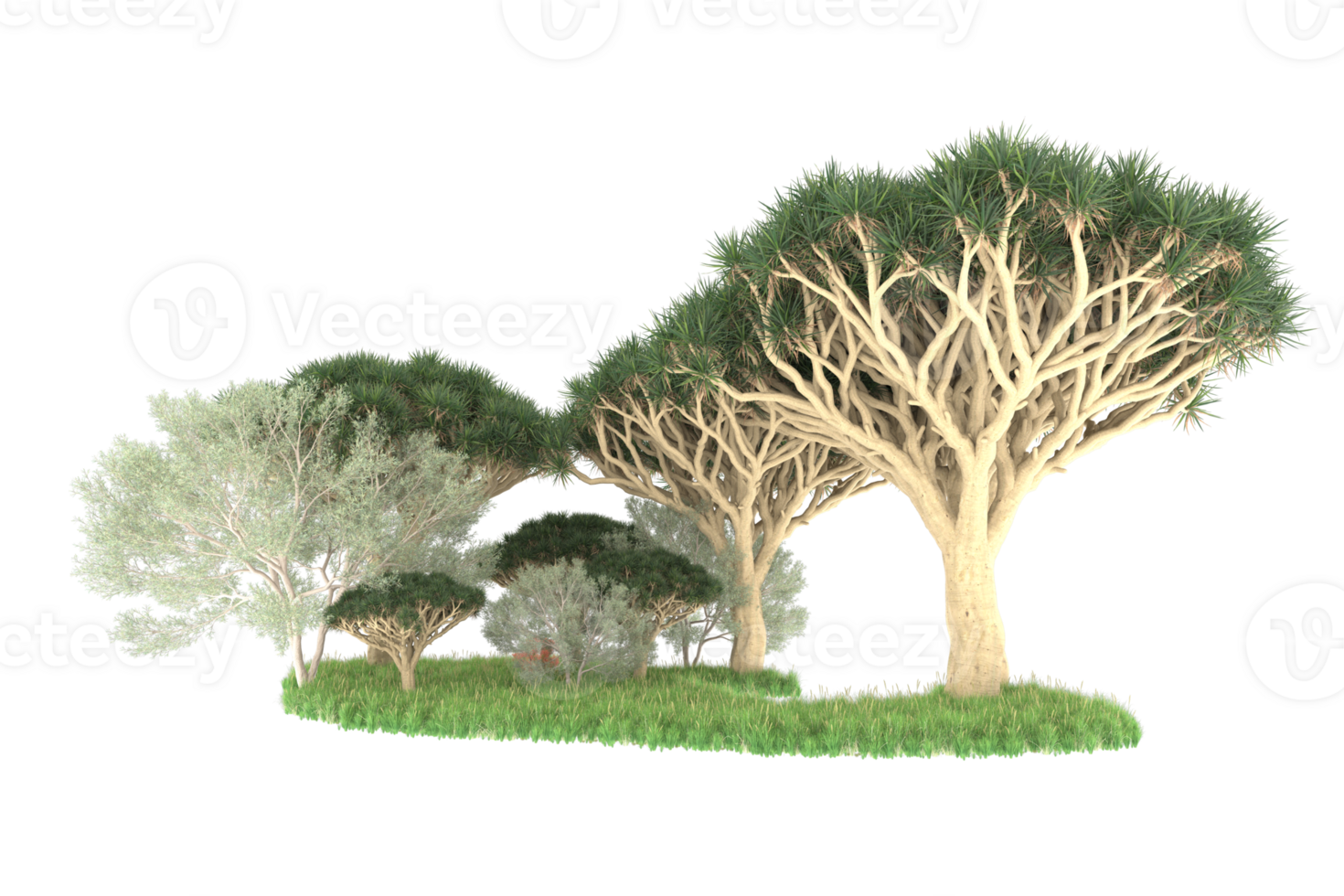 Realistic forest isolated on transparent background. 3d rendering - illustration png