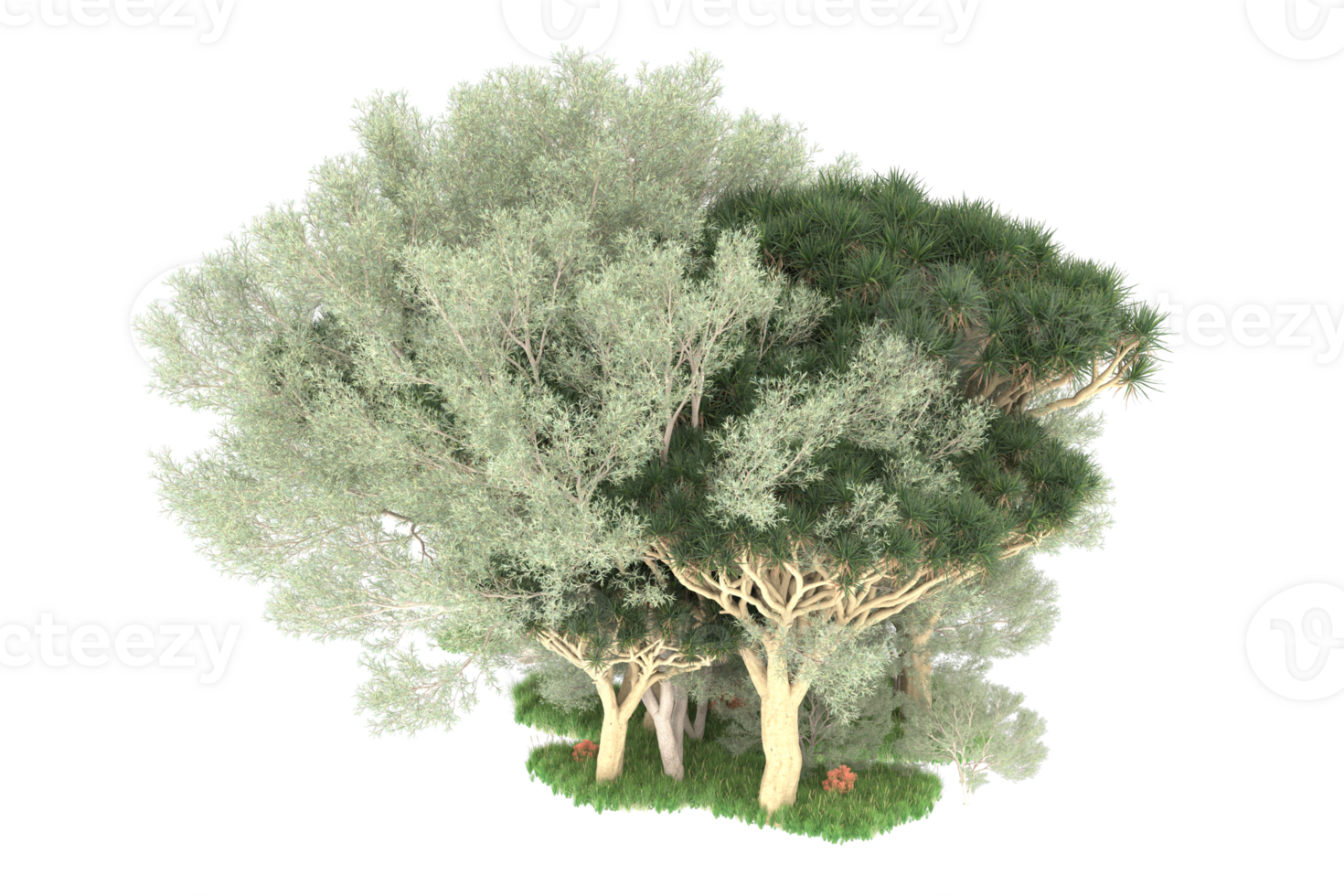 Realistic forest isolated on transparent background. 3d rendering - illustration png