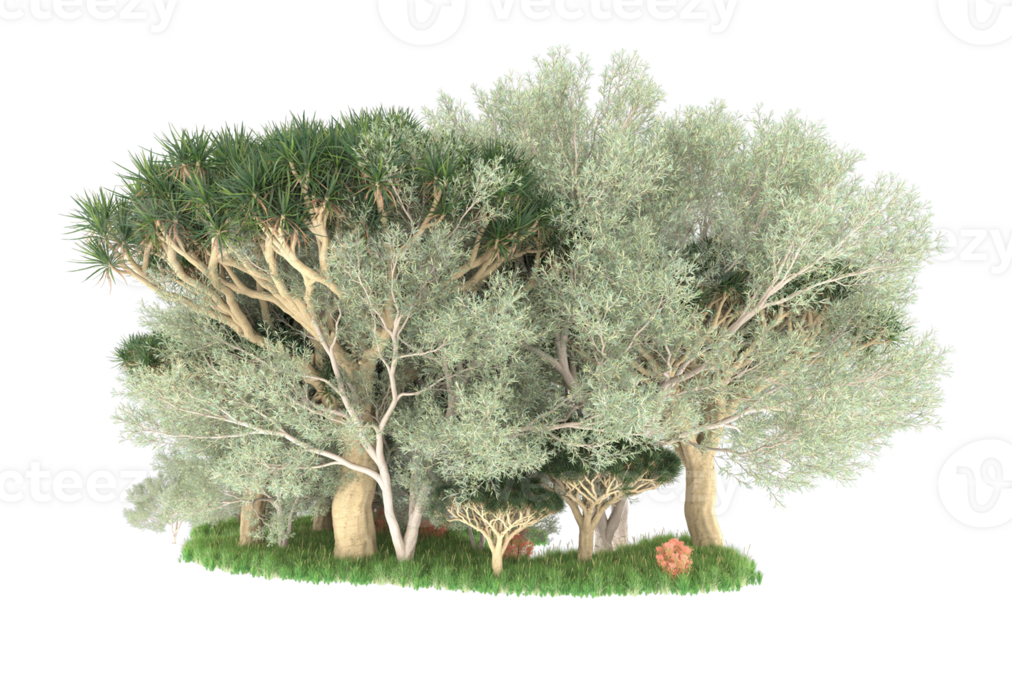 Realistic forest isolated on transparent background. 3d rendering - illustration png