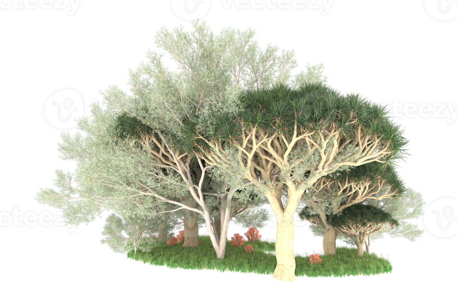 Realistic forest isolated on transparent background. 3d rendering - illustration png