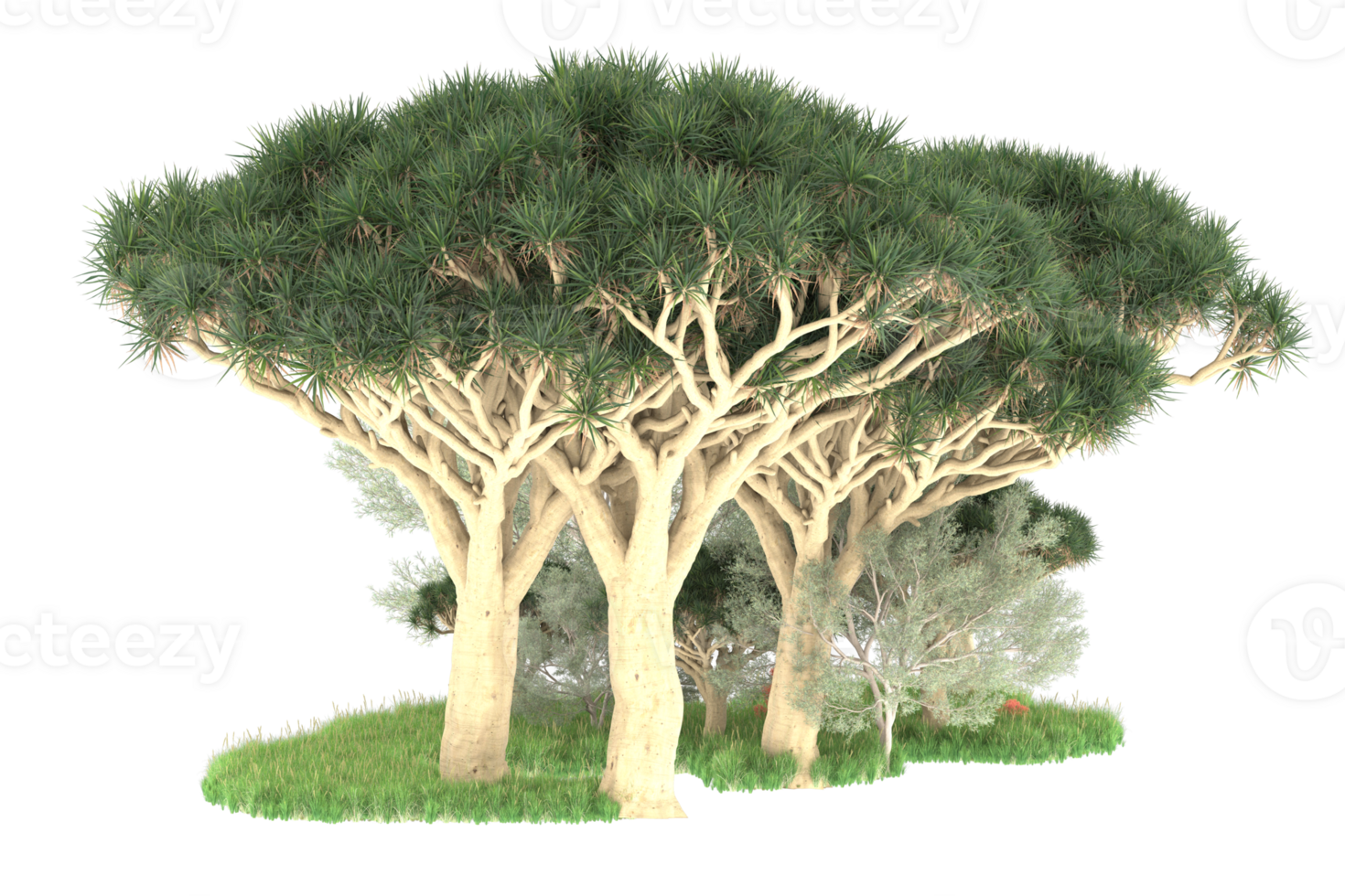Realistic forest isolated on transparent background. 3d rendering - illustration png