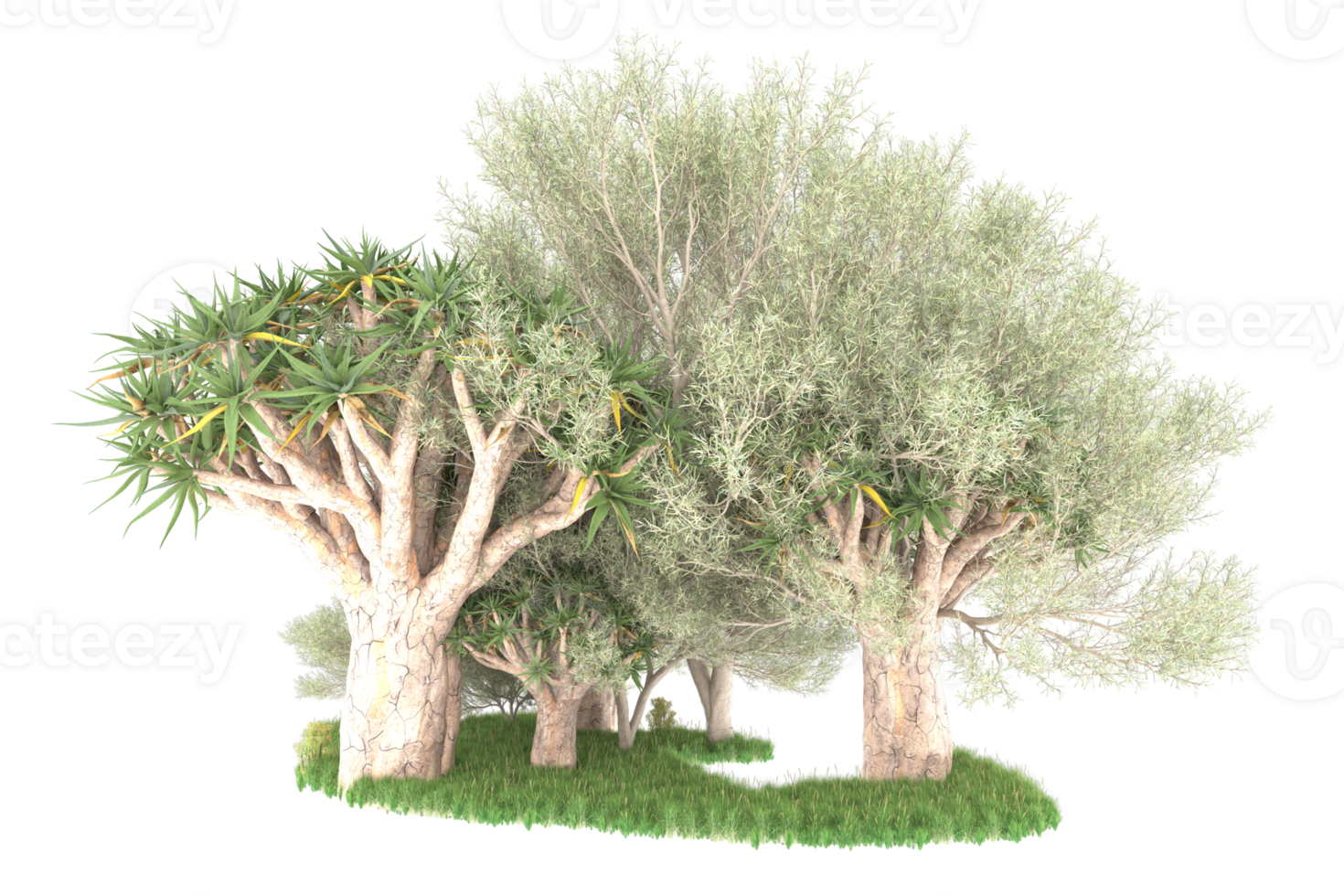 Realistic forest isolated on transparent background. 3d rendering - illustration png