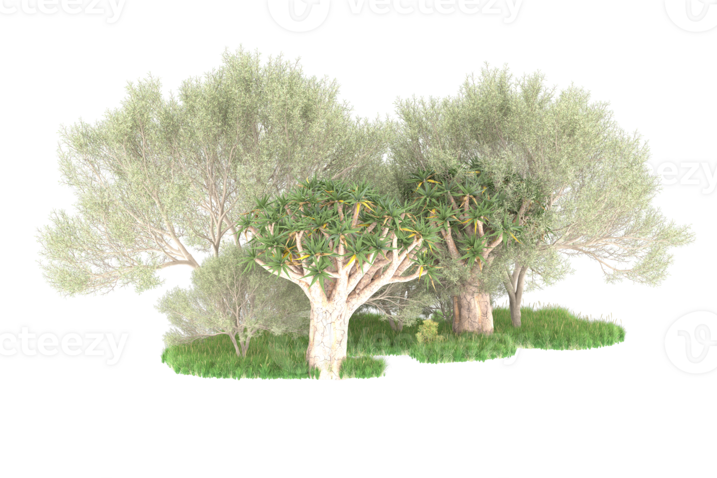 Realistic forest isolated on transparent background. 3d rendering - illustration png
