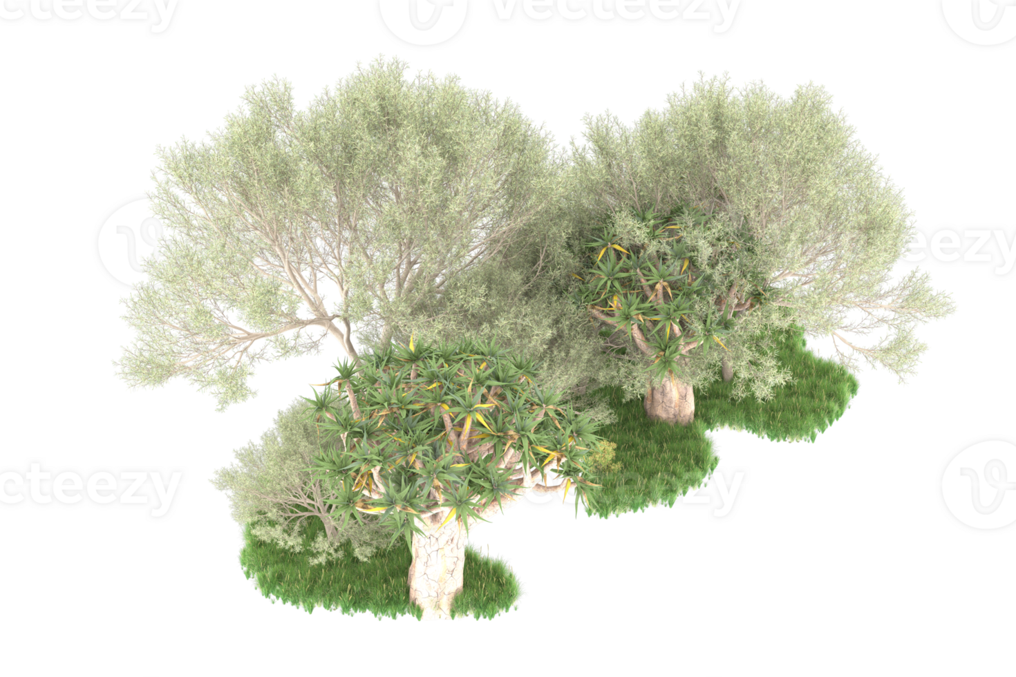 Realistic forest isolated on transparent background. 3d rendering - illustration png