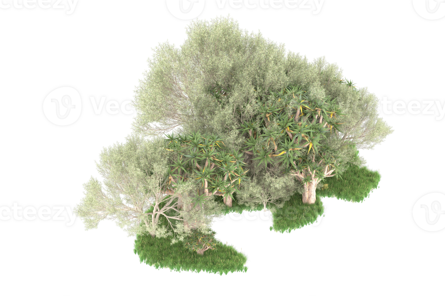 Realistic forest isolated on transparent background. 3d rendering - illustration png