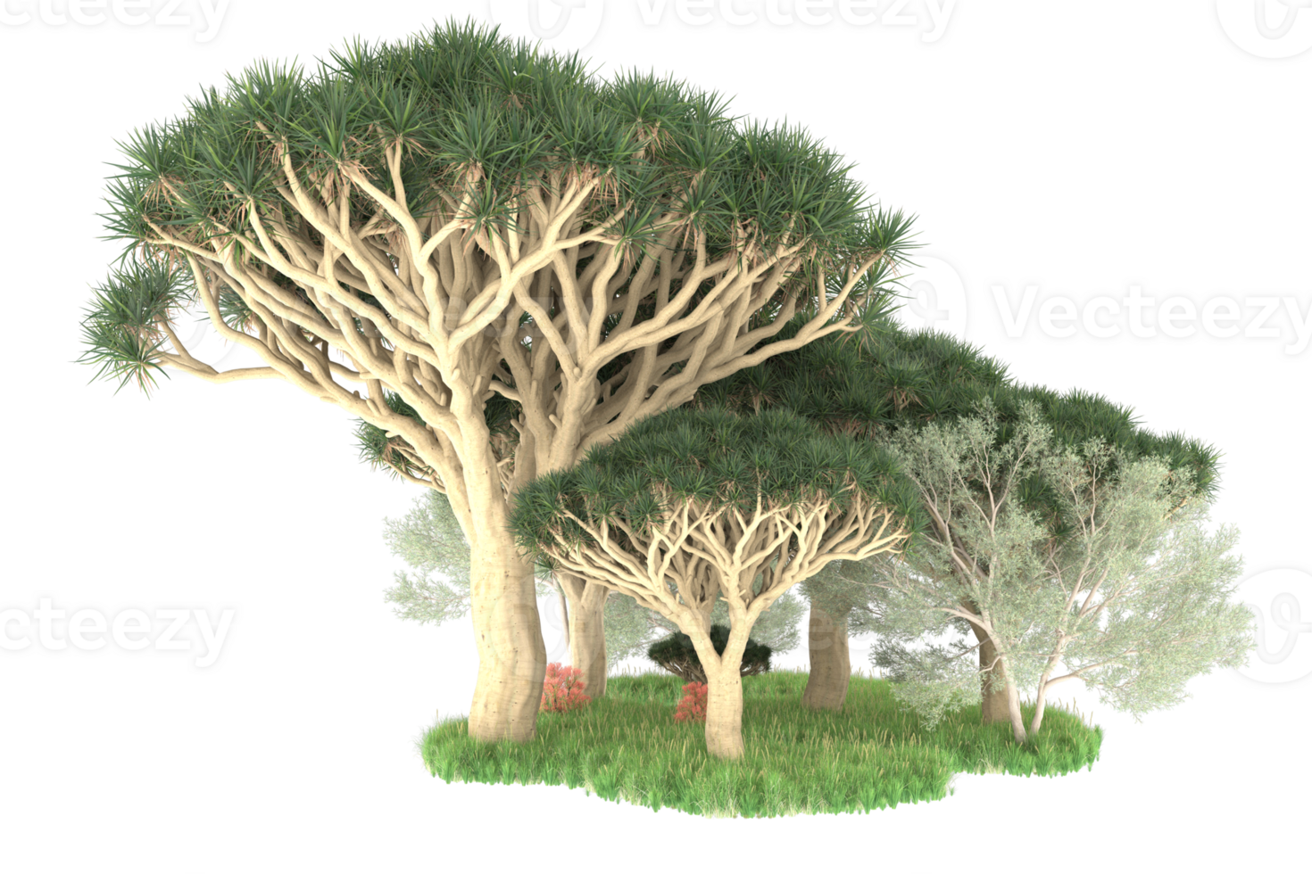 Realistic forest isolated on transparent background. 3d rendering - illustration png