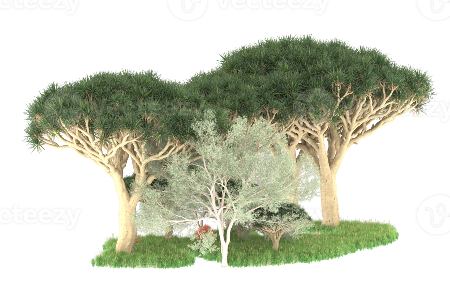 Realistic forest isolated on transparent background. 3d rendering - illustration png