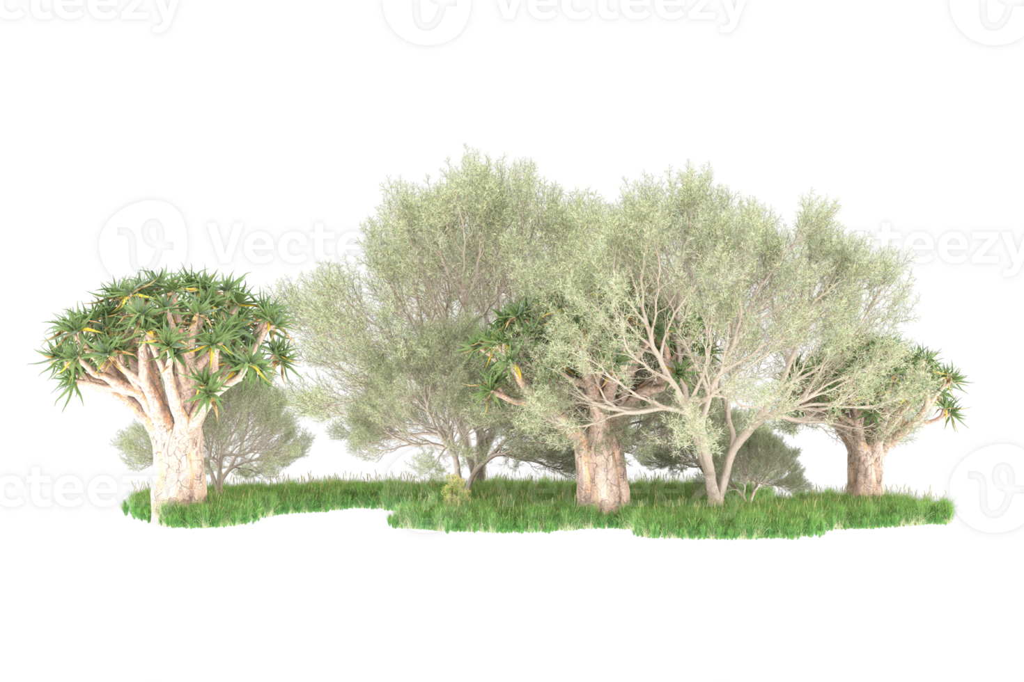 Realistic forest isolated on transparent background. 3d rendering - illustration png