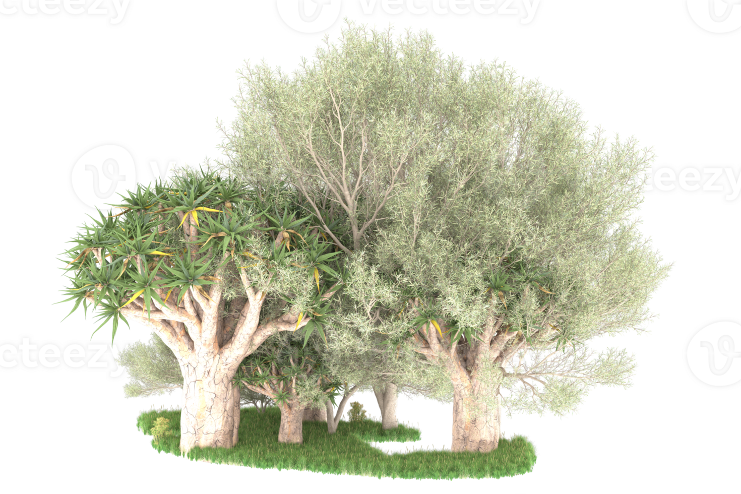 Realistic forest isolated on transparent background. 3d rendering - illustration png