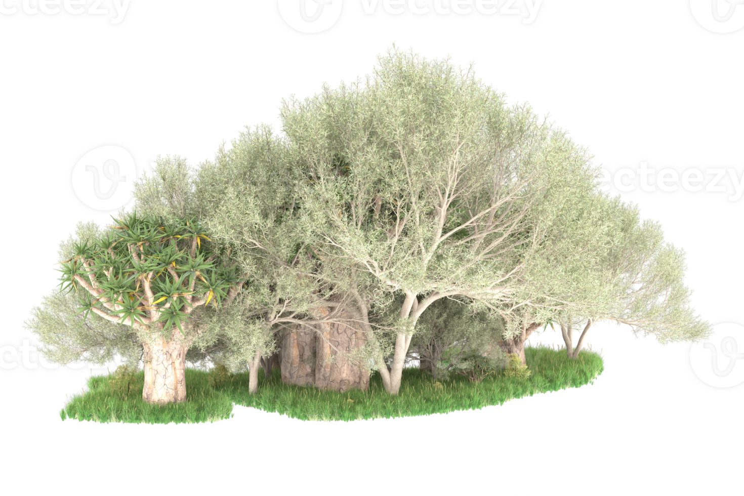 Realistic forest isolated on transparent background. 3d rendering - illustration png