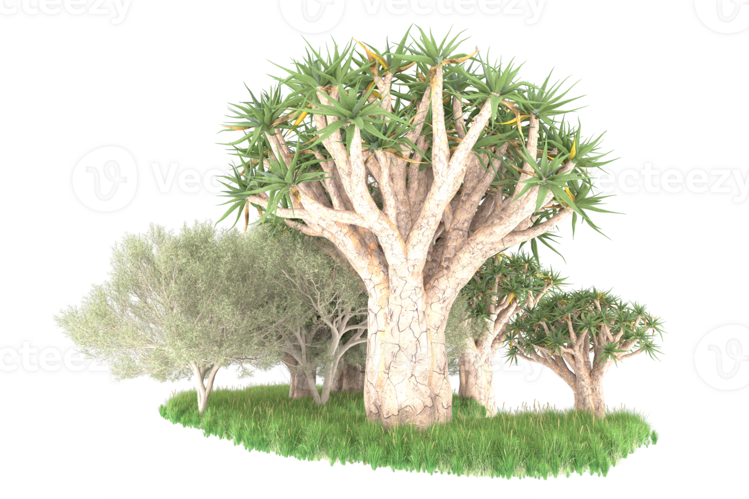 Realistic forest isolated on transparent background. 3d rendering - illustration png