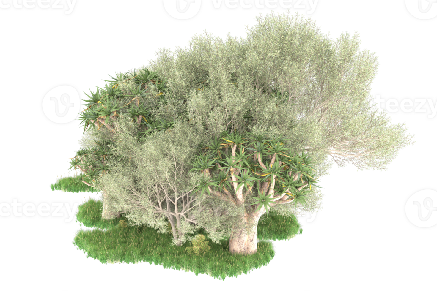 Realistic forest isolated on transparent background. 3d rendering - illustration png