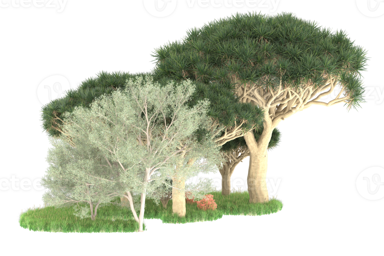 Realistic forest isolated on transparent background. 3d rendering - illustration png