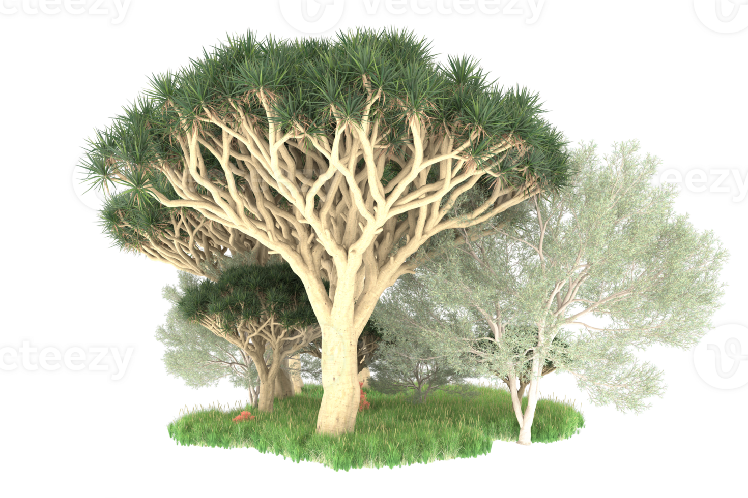Realistic forest isolated on transparent background. 3d rendering - illustration png