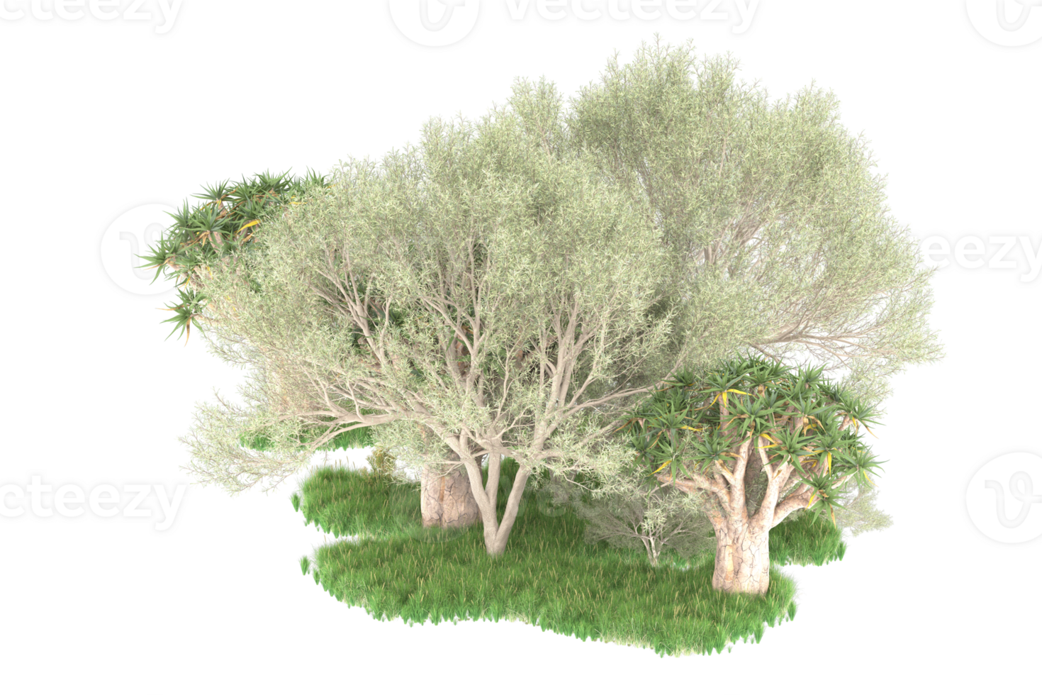 Realistic forest isolated on transparent background. 3d rendering - illustration png