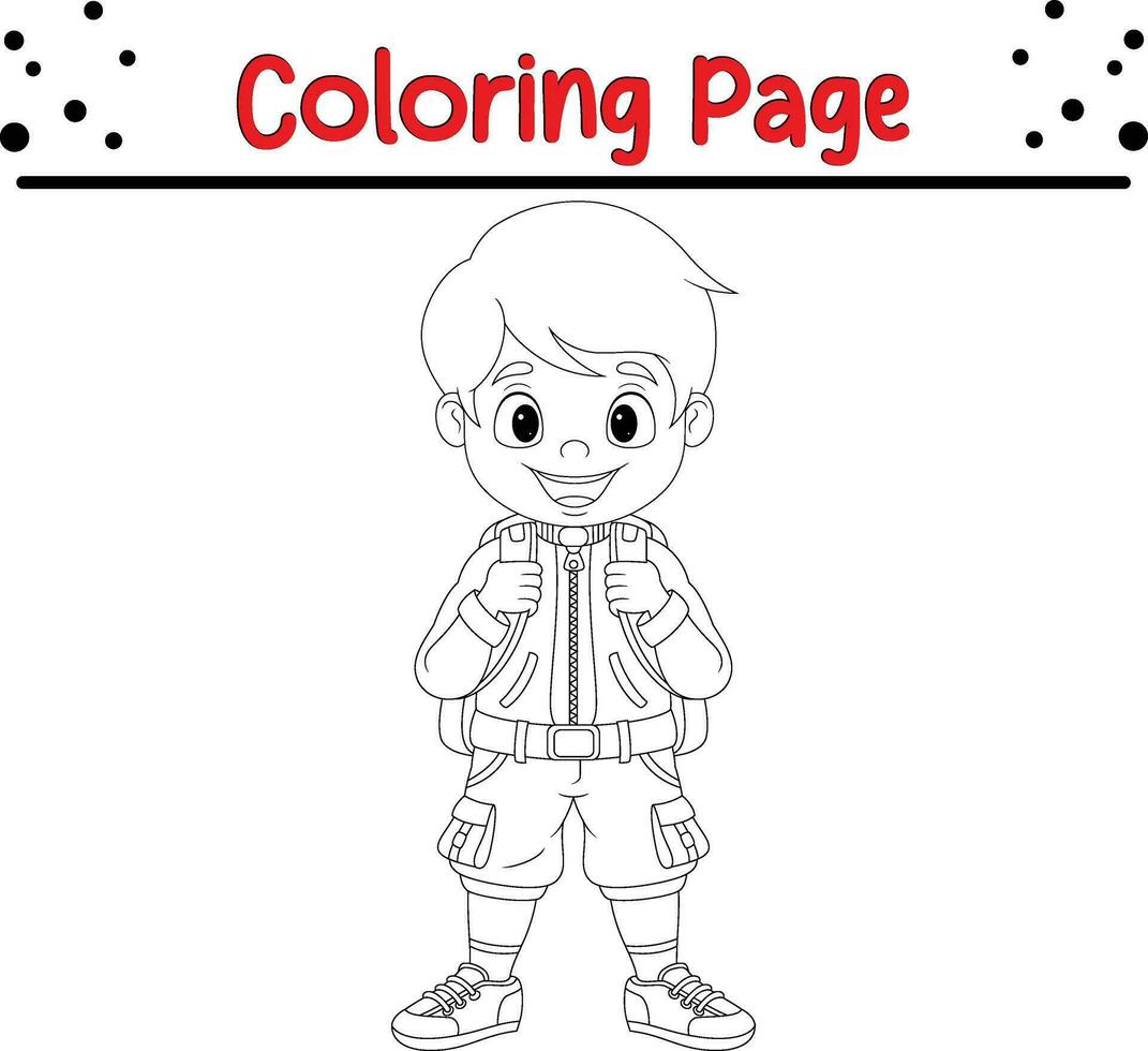 Funny Little boy coloring book page vector