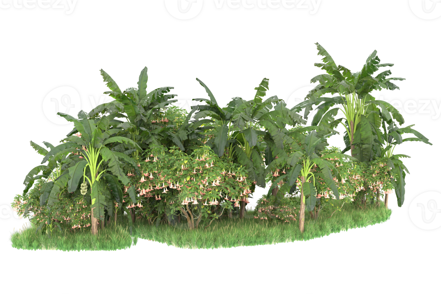 Realistic forest isolated on transparent background. 3d rendering - illustration png