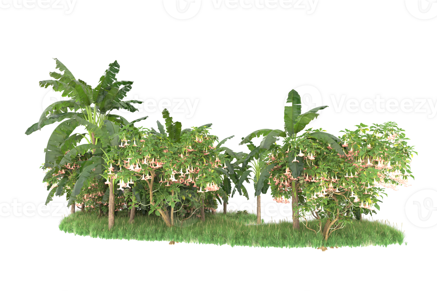 Realistic forest isolated on transparent background. 3d rendering - illustration png