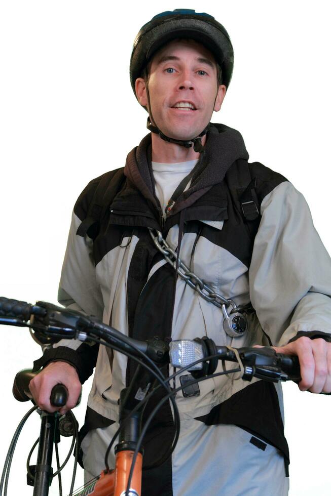 Vertical Image of Bicyclist About To Go For a Ride photo