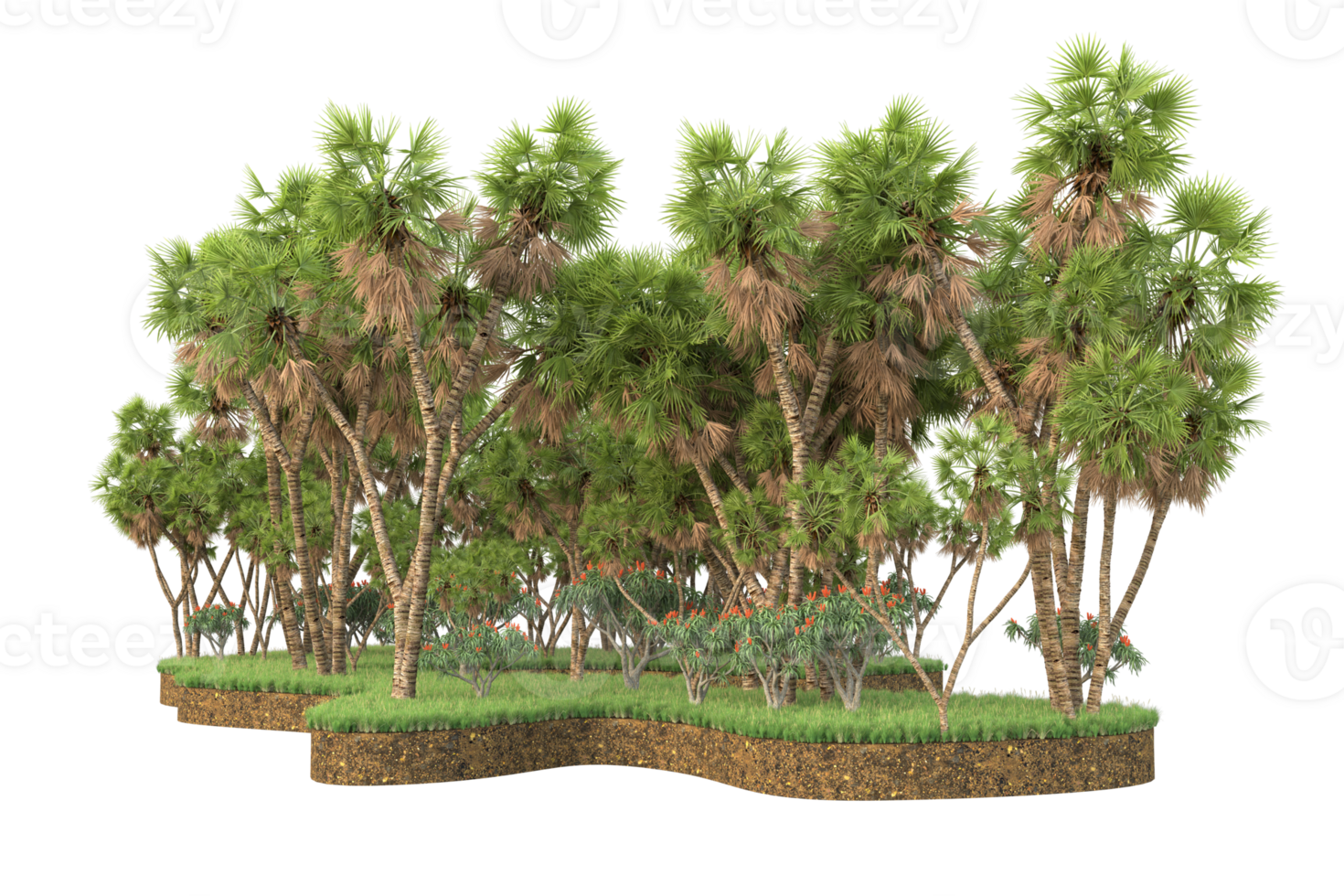 Realistic forest isolated on transparent background. 3d rendering - illustration png