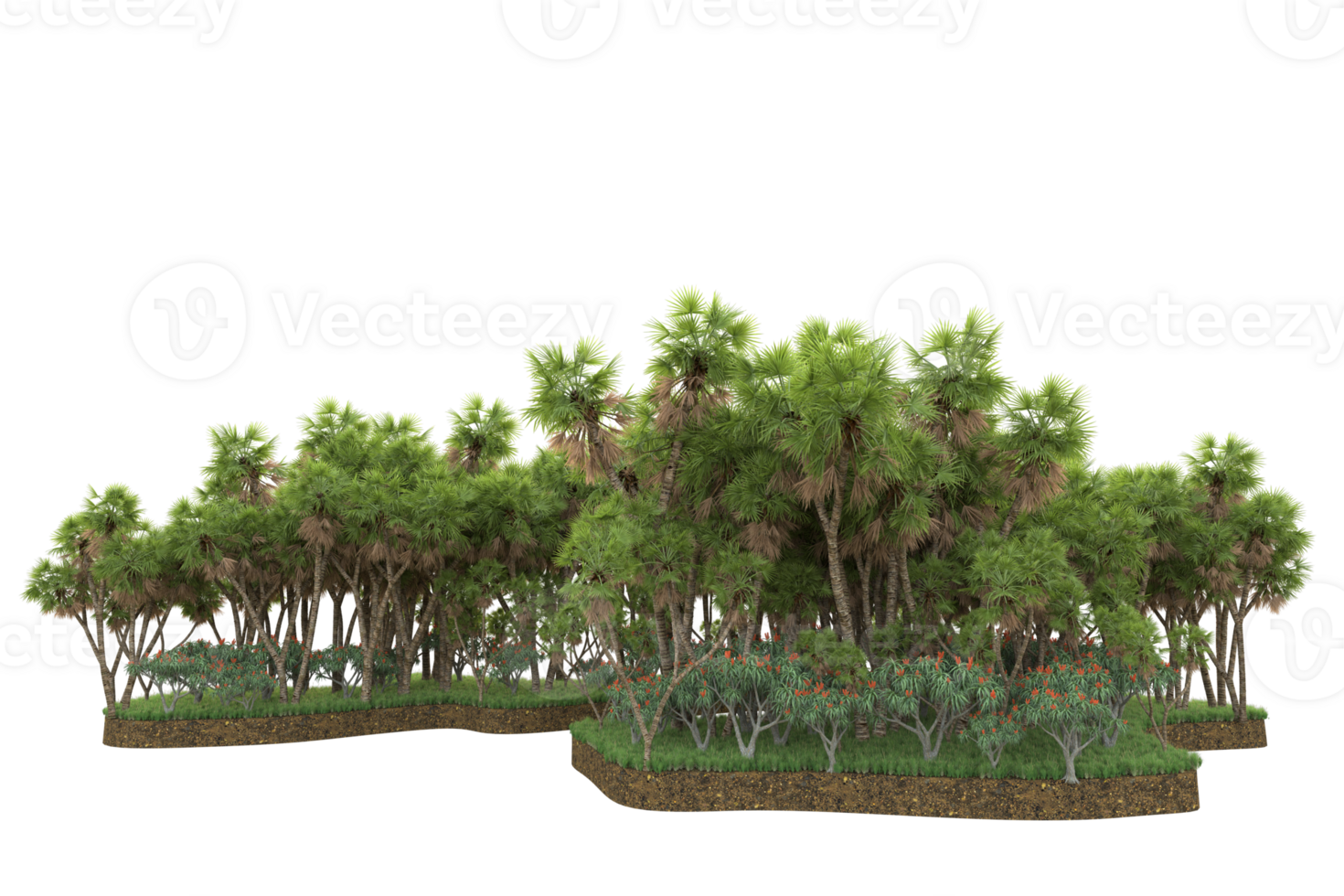 Realistic forest isolated on transparent background. 3d rendering - illustration png