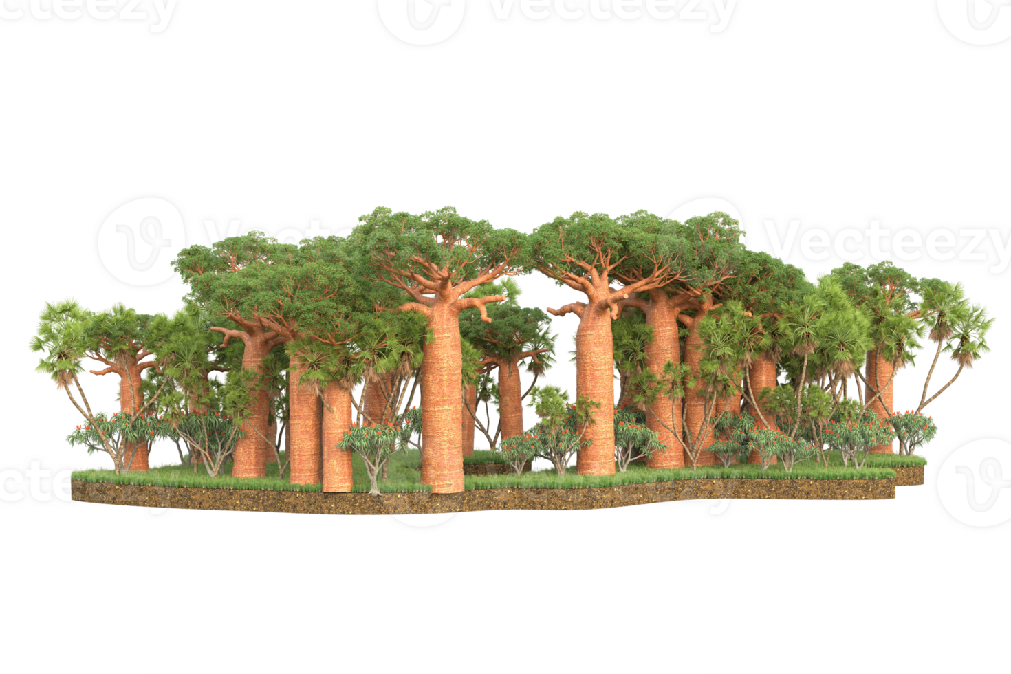Realistic forest isolated on transparent background. 3d rendering - illustration png