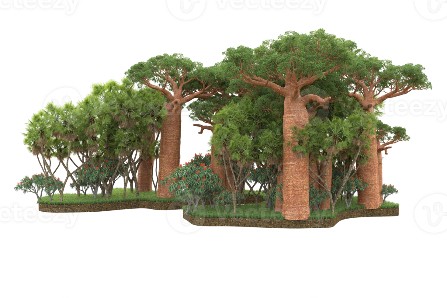 Realistic forest isolated on transparent background. 3d rendering - illustration png