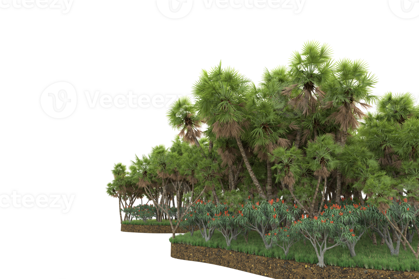 Realistic forest isolated on transparent background. 3d rendering - illustration png