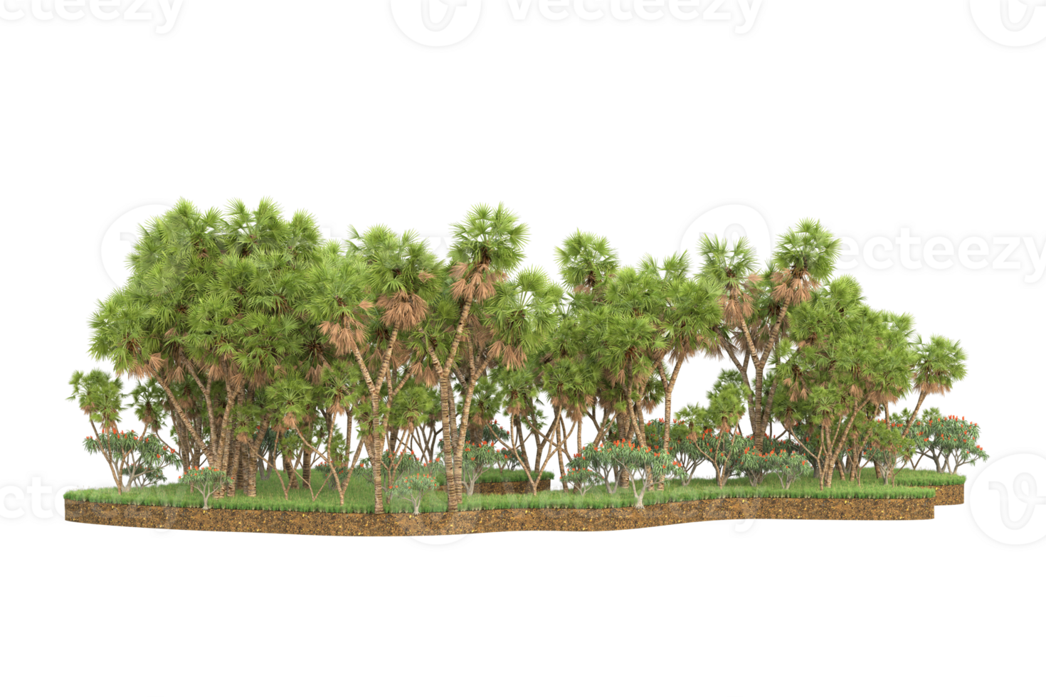 Realistic forest isolated on transparent background. 3d rendering - illustration png