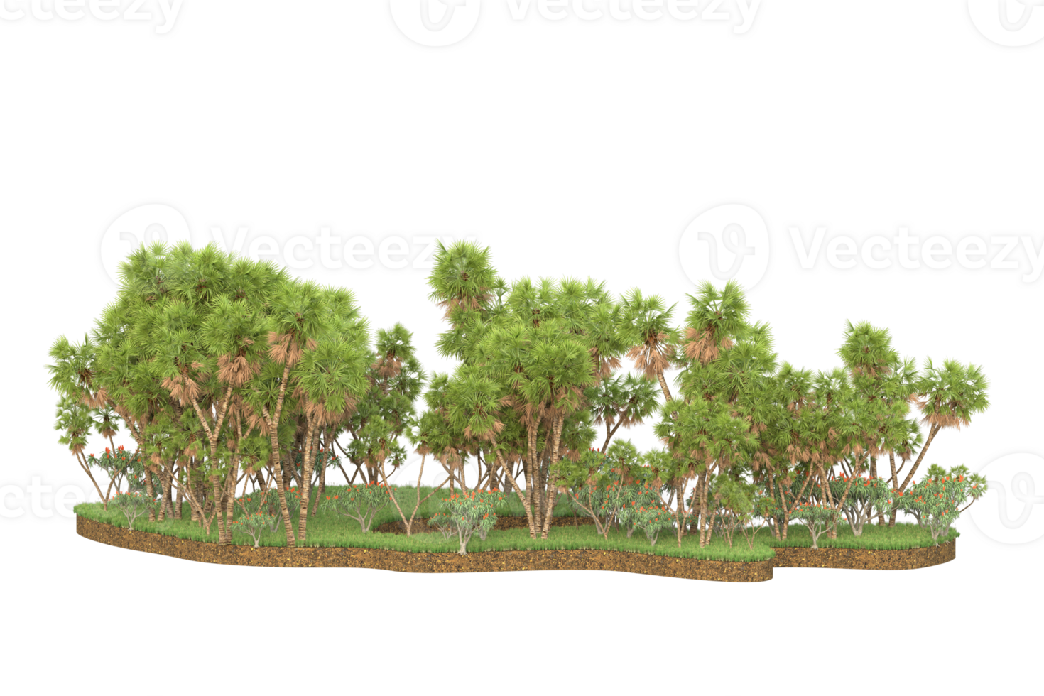 Realistic forest isolated on transparent background. 3d rendering - illustration png