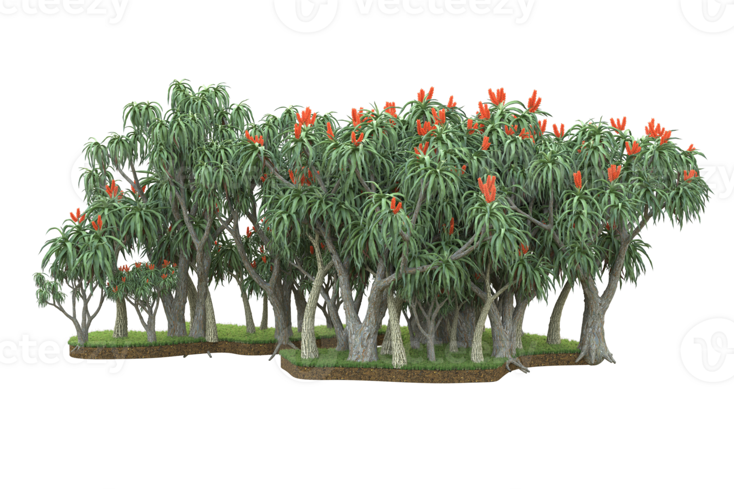 Realistic forest isolated on transparent background. 3d rendering - illustration png