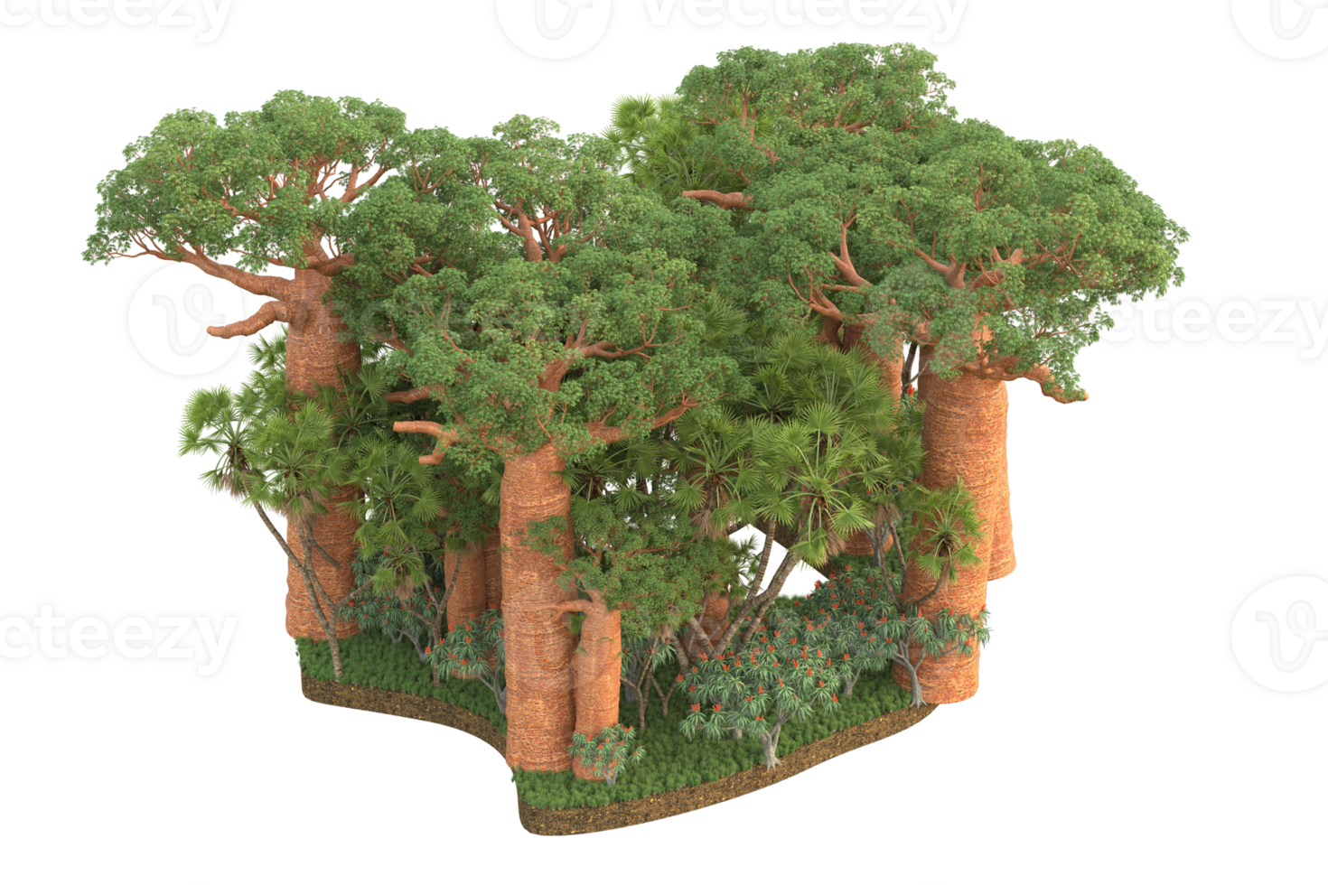Realistic forest isolated on transparent background. 3d rendering - illustration png
