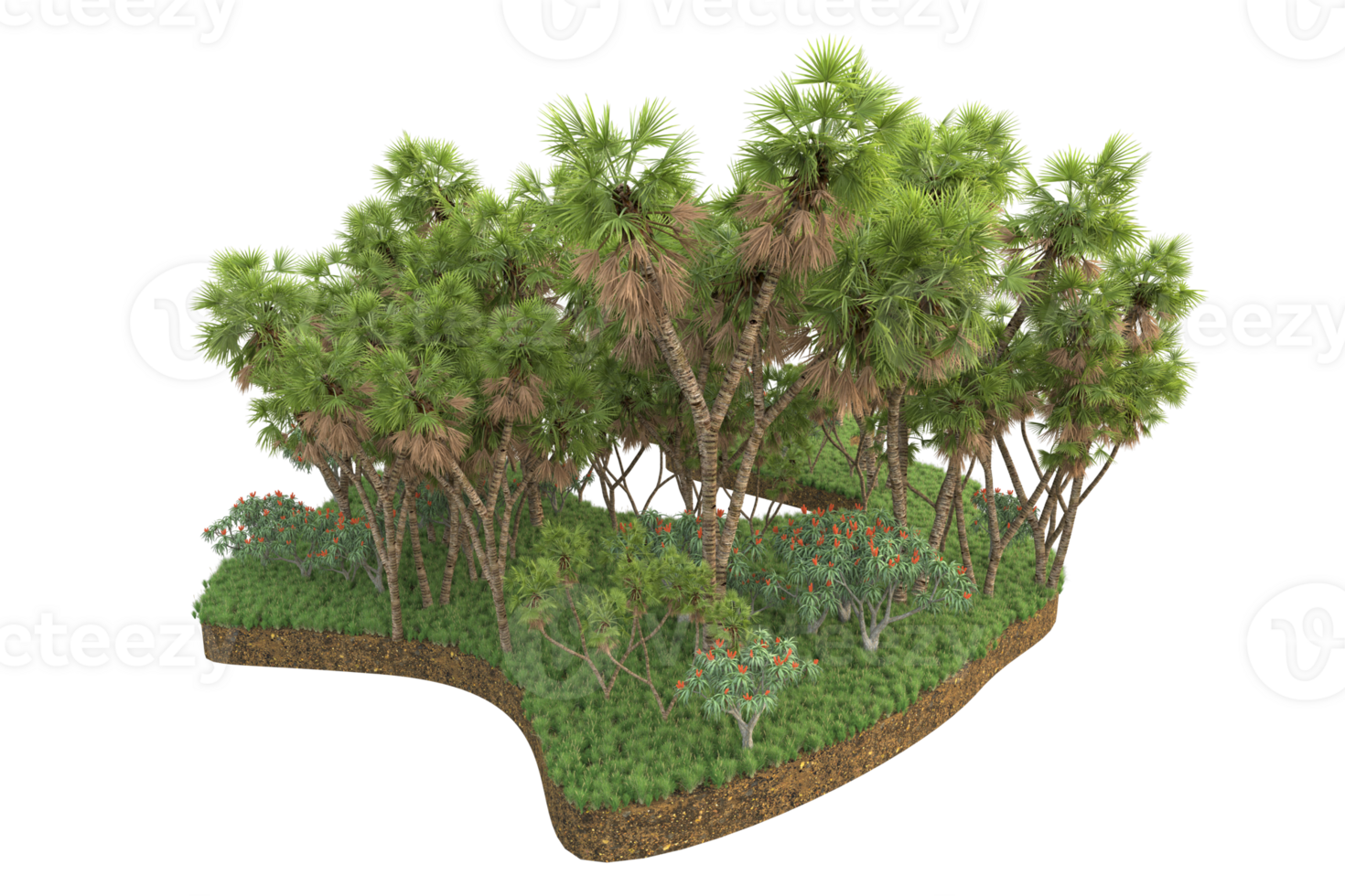 Realistic forest isolated on transparent background. 3d rendering - illustration png