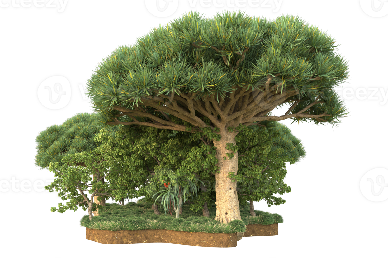 Realistic forest isolated on transparent background. 3d rendering - illustration png
